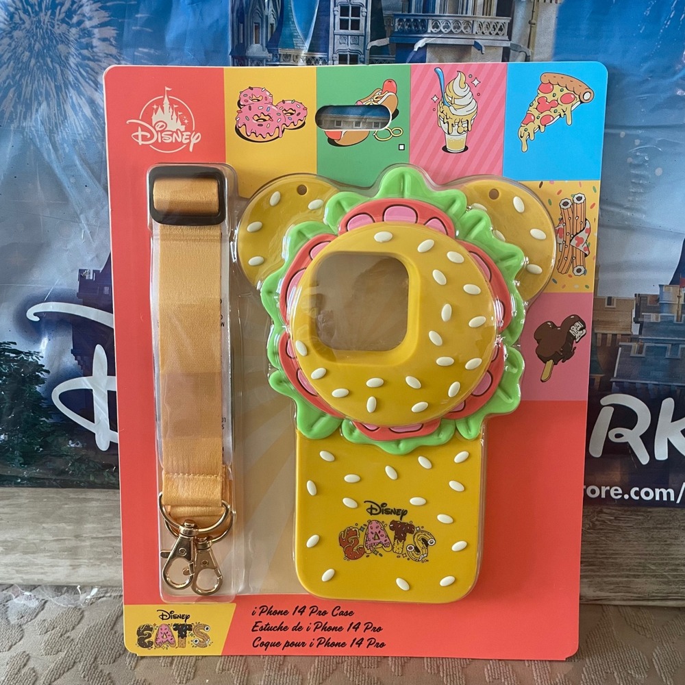 Disney Eats Mickey Mouse Burger iPhone 14 Pro Case with Lanyard Strap New